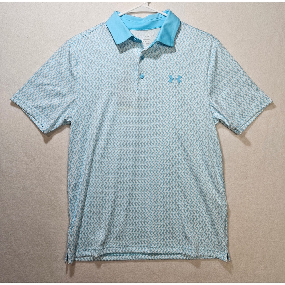 Under Armour UA Men's The Playoff 3.0 Polo Shirt, Sky Blue/White, Sz SMALL, NEW